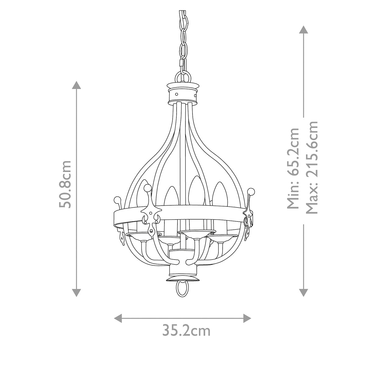 Elstead Windsor Kronleuchter Graphit – Massskizze