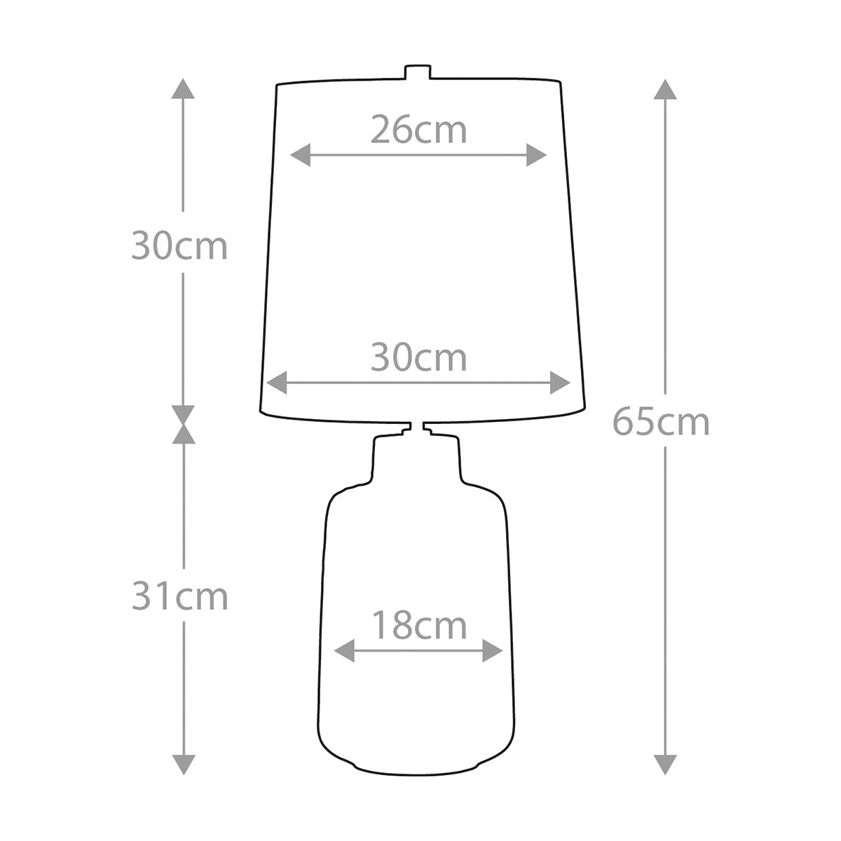 Elstead Woolwich Tischlampe Graphit, Weiß, Silber – Massskizze