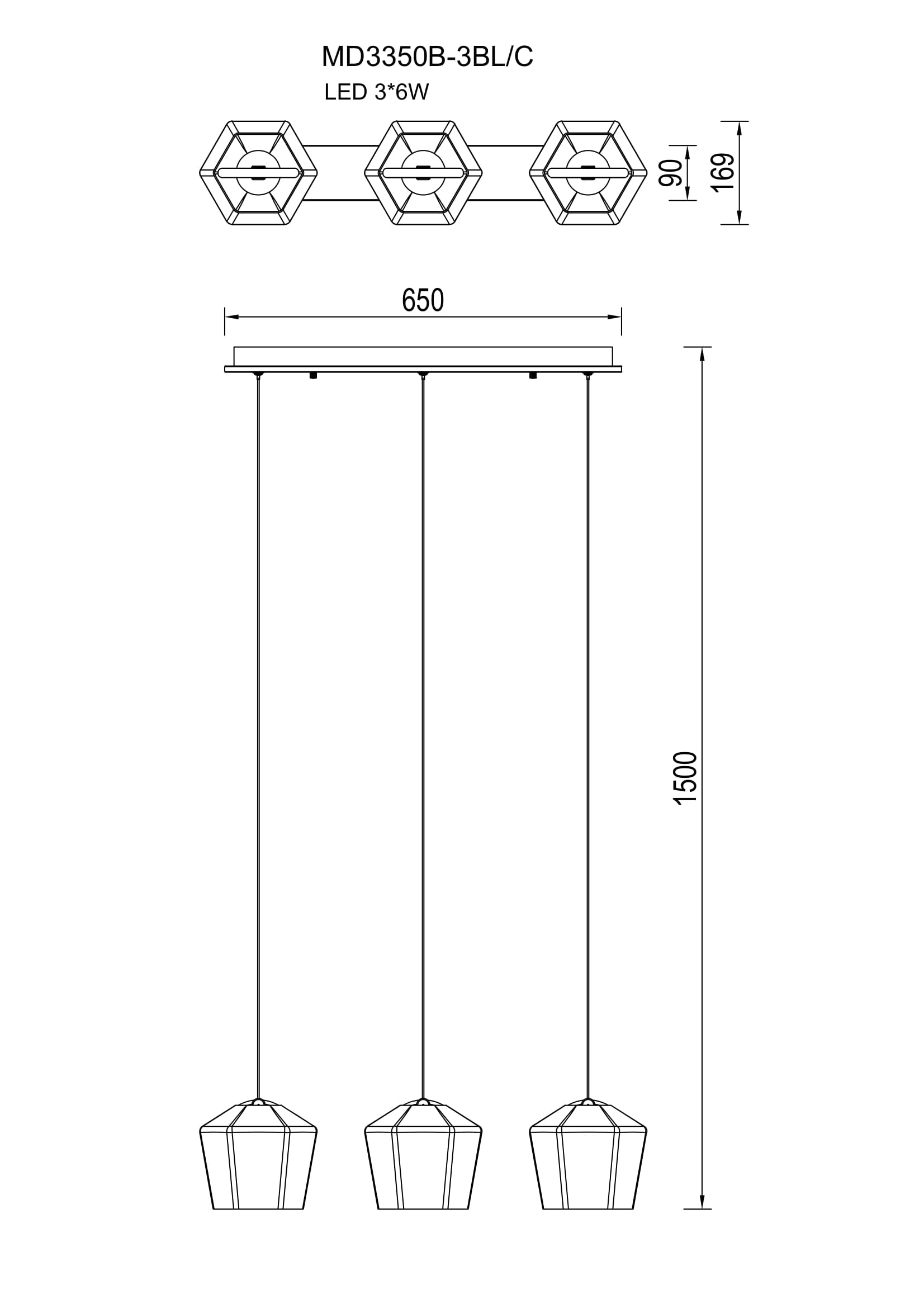 COLORE Pendelleuchte, Ø 65 cm, Transparent, Metall, Glas